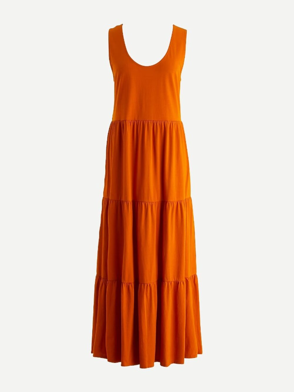 J.CREW Tiered Tank Maxi Dress, 100% Cotton,  Bronze Orange, Women's Size Small